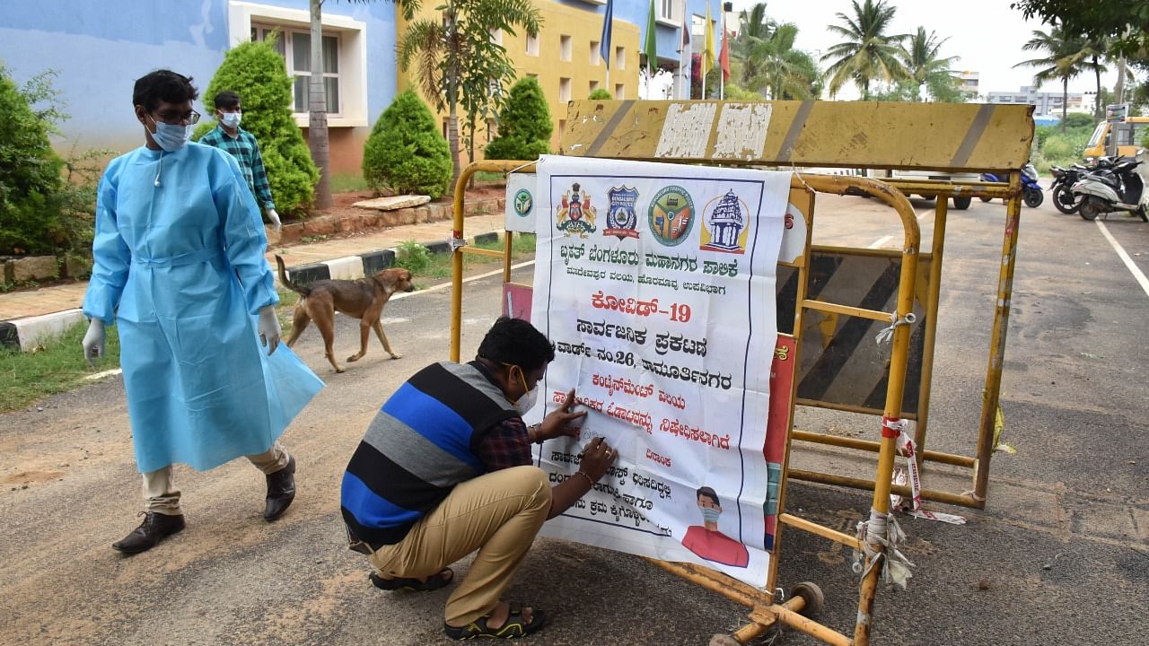 The health department have sealed the Christian Nursing College after 34 students tested Covid positive at Horamavu in Bengaluru on Friday. Credit: DH Photo