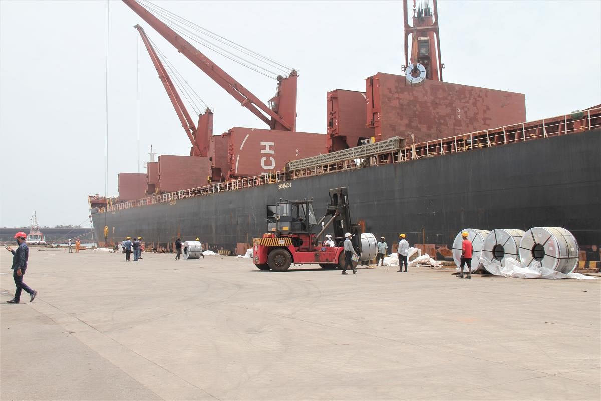 M V Minoan Grace, carrying JSW Steel Limited's 22,825 MT of steel cargo, set sail from New Mangalore Port on Friday.