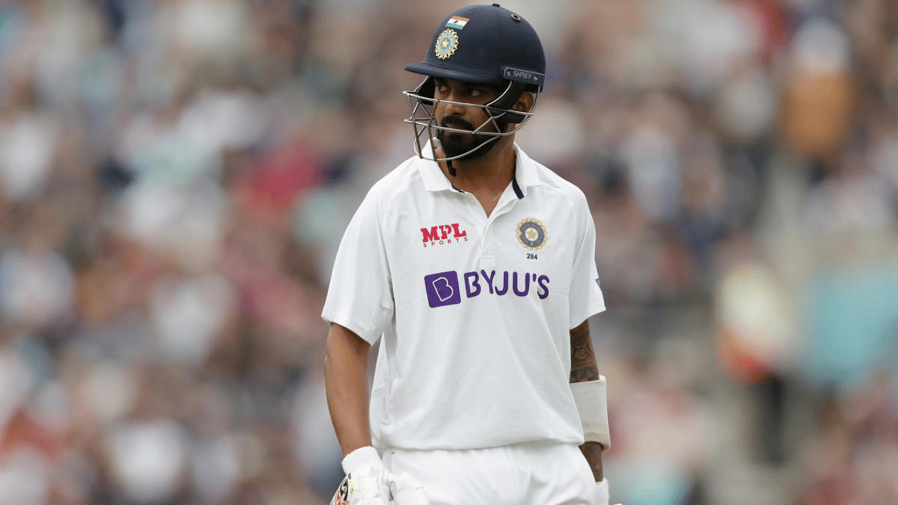  KL Rahul walks after losing his wicket. Credit: Reuters Photo