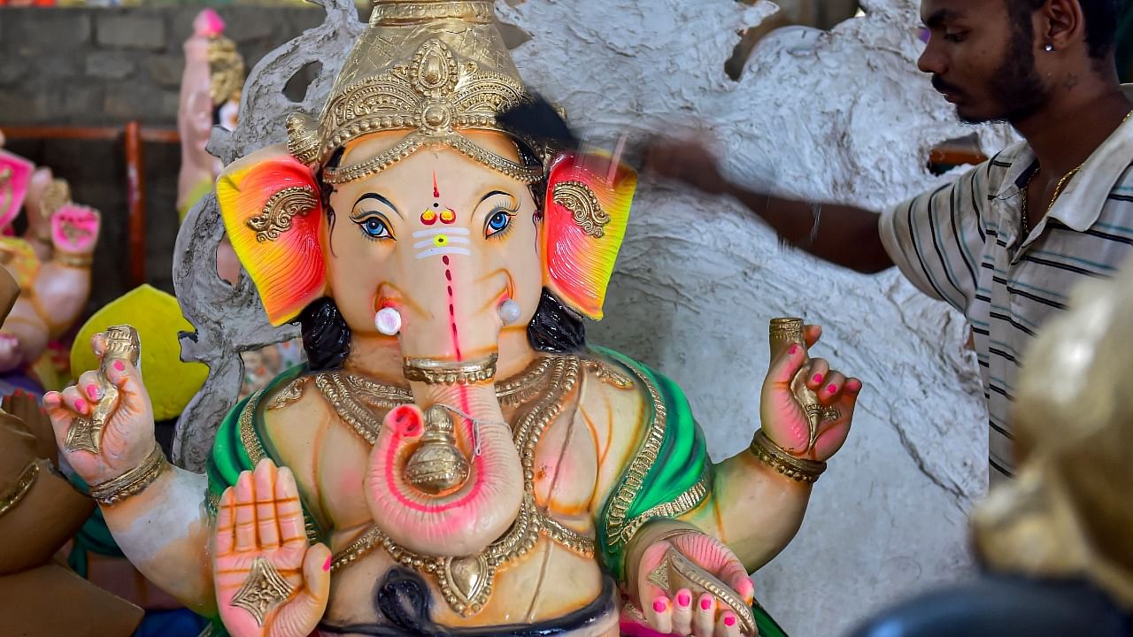 Ganesh Chaturthi preparations. Credit: PTI Photo