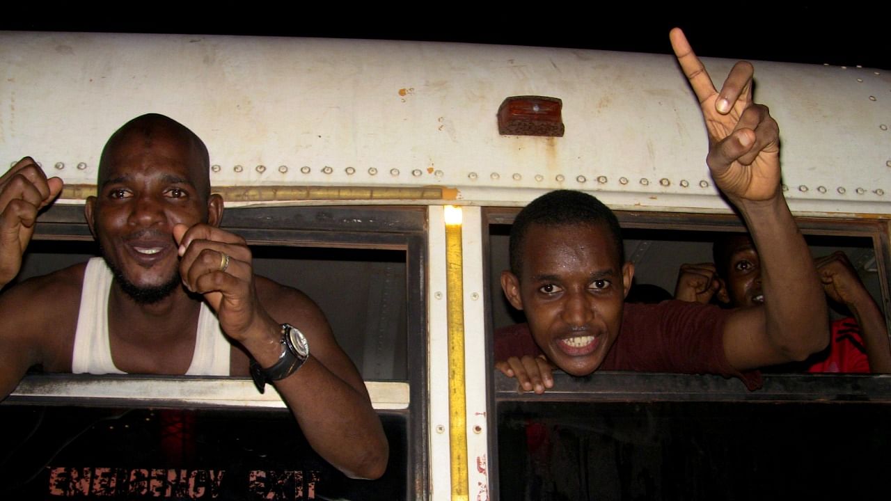 Prisoners who were detained after campaiging against ousted President Alpha Conde's third term. Credit: Reuters Photo