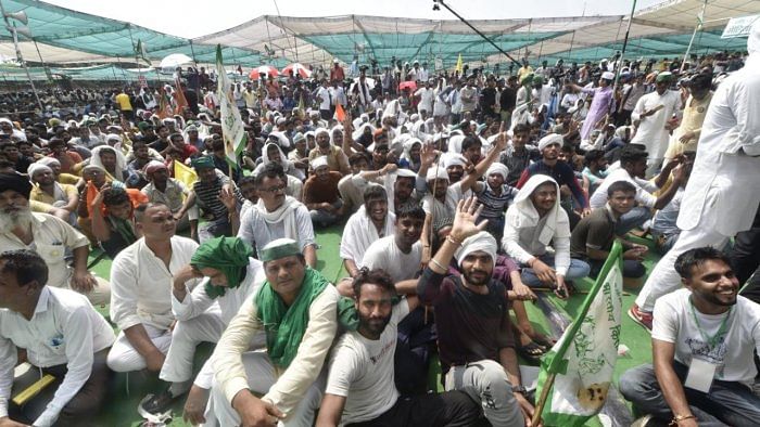 Farmers had gathered in large numbers at Kisan Mahapanchayat in Muzaffarnagar. Credit: PTI Photo