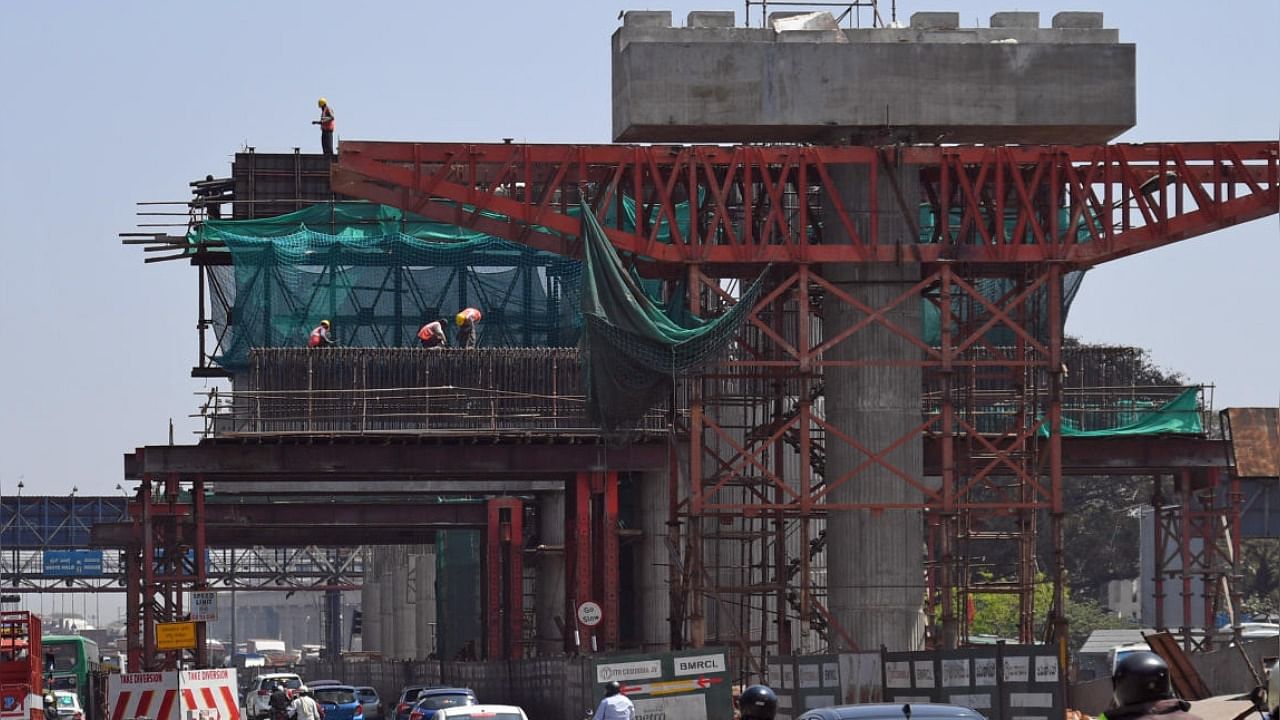 Visual from the metro construction in Bengaluru. Credit: DH Photo