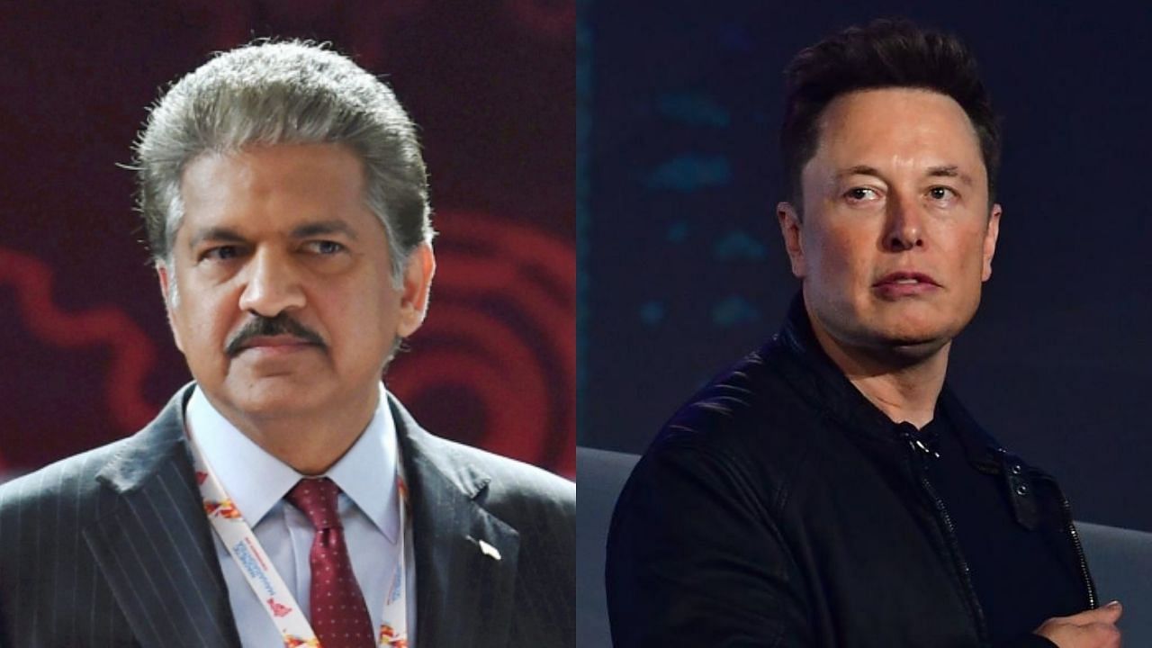 Mahindra Group Chairman Anand Mahindra and Tesla co-founder and CEO Elon Musk. Credit: PTI/AFP File Photos