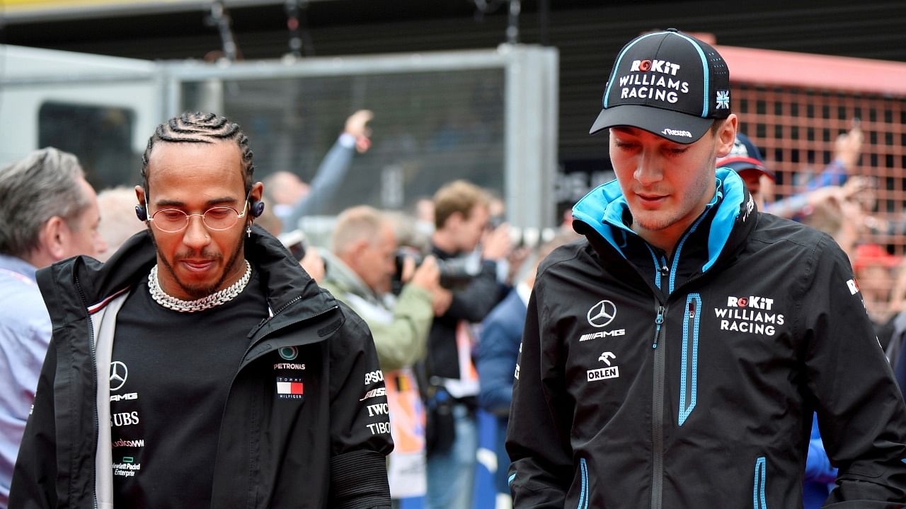 Russell (R), 23, will be replacing Finland's Valtteri Bottas alongside the seven-times world champion and fellow Briton. Credit: Reuters File Photo