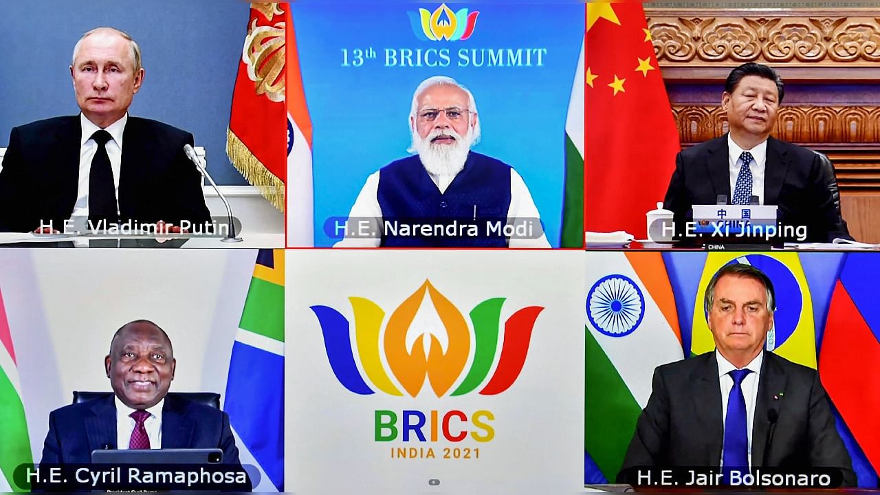 Prime Minister Narendra Modi chairs the 13th BRICS Summit, through video conferencing, in New Delhi. Credit: PTI Photo