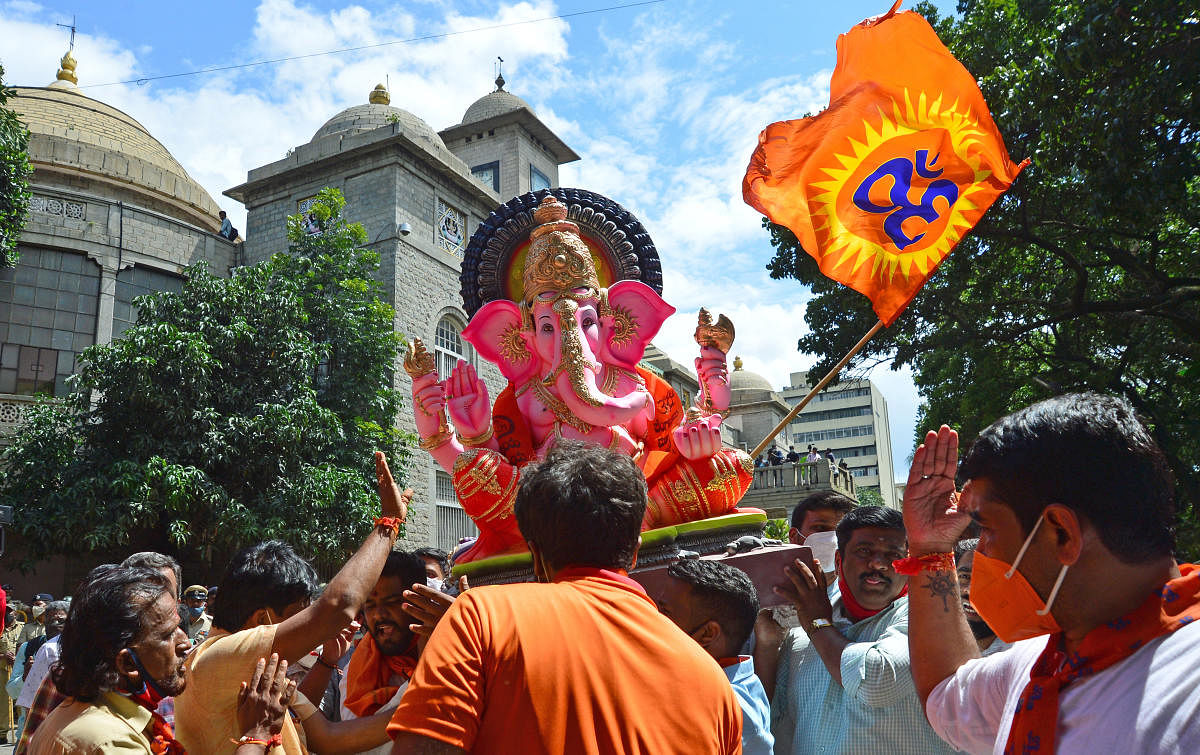 Temples and private religious institutions will be free to set up idols on premises as long as they enforce the Covid-appropriate behaviour. Credit: DH Photo/Ranju P
