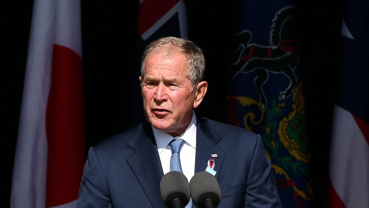 Former US President George W Bush speaks during a 9/11 commemoration. Credit: AFP Photo