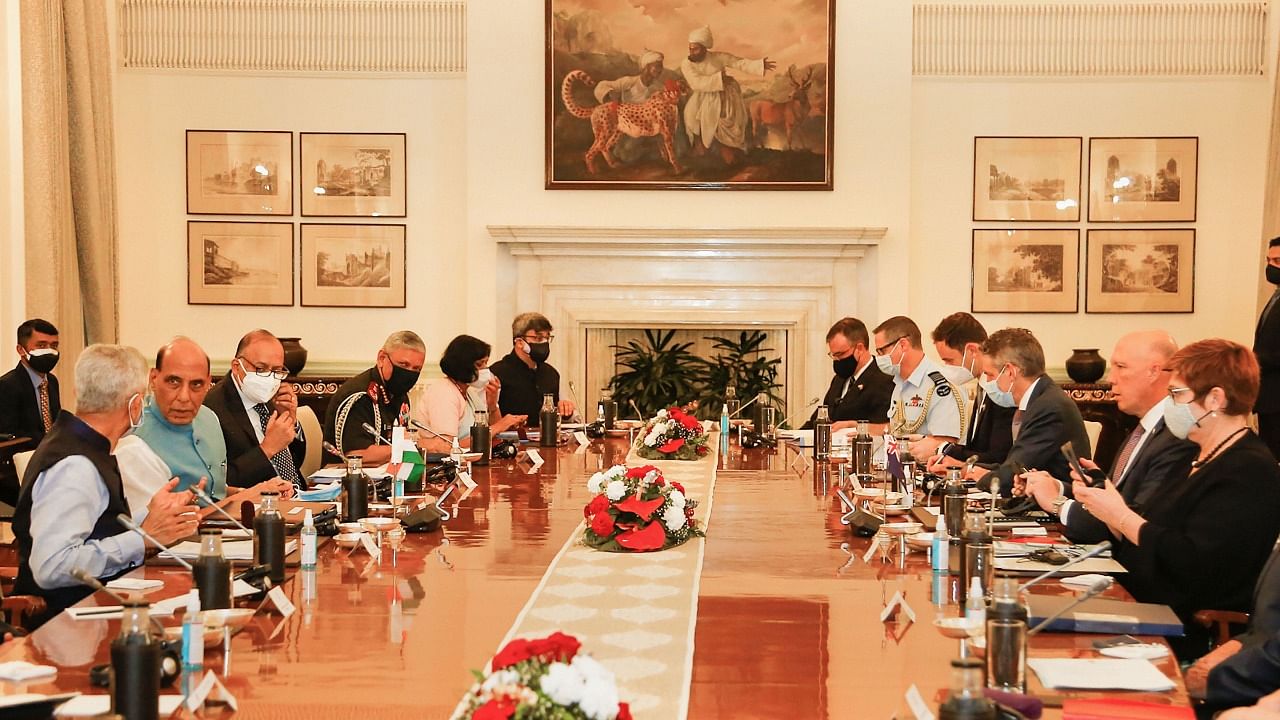 India-Australia 2+2 ministerial dialogue. Credit: PTI Photo