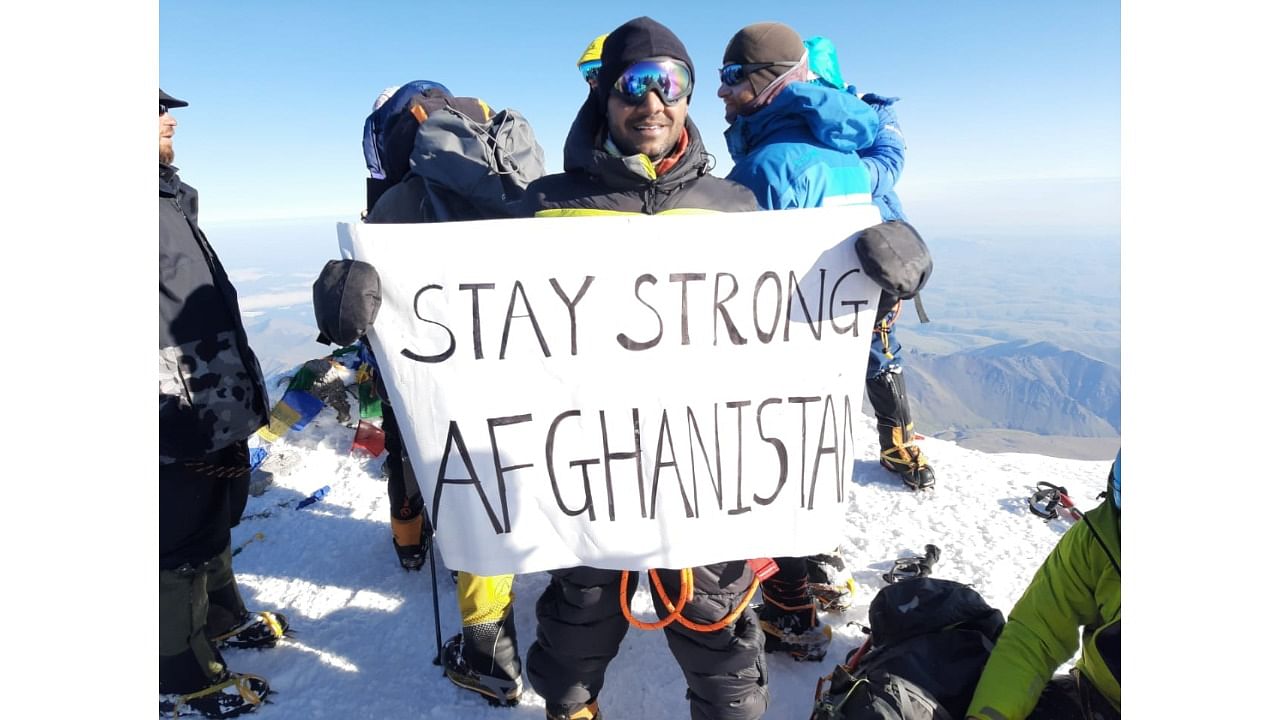 Anand Bansode on top of Mount Elbrus. Credit: Special Arrangement