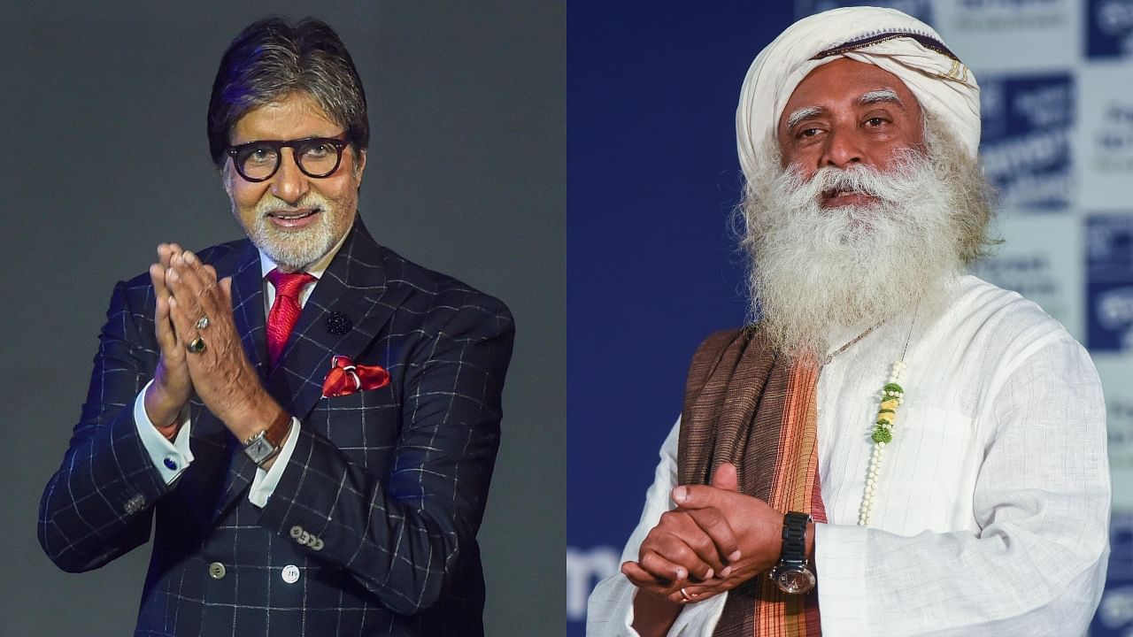Renowned personalities participating from Mumbai include megastar Amitabh Bachchan (left) and spiritual leader Sadhguru. Credit: PTI/DH File Photos