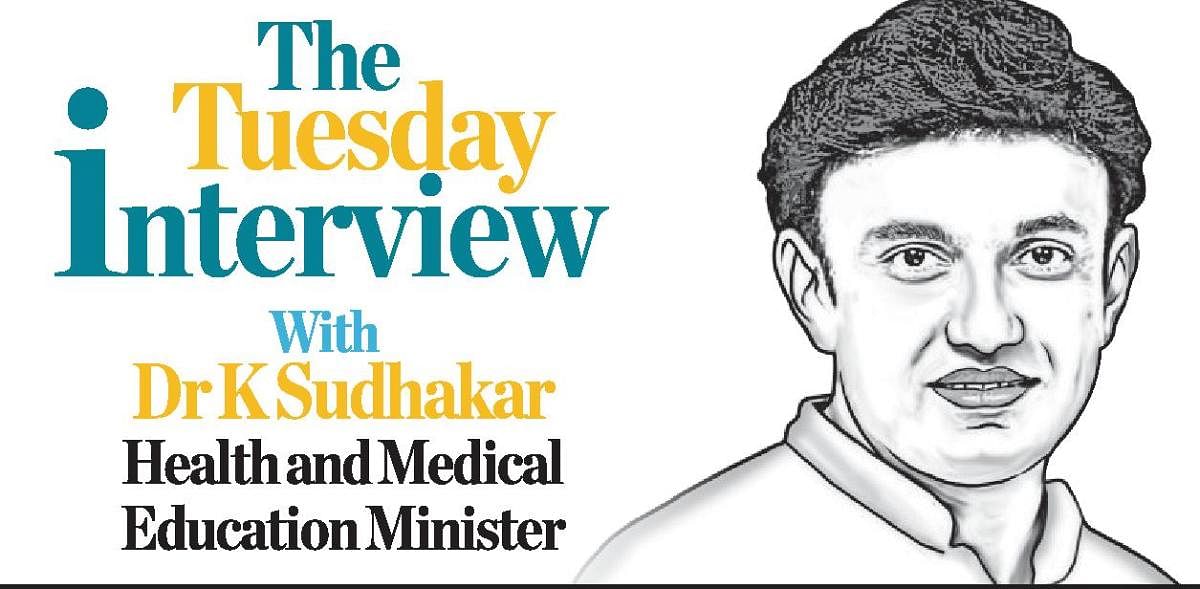 Karnataka Health Minister K Sudhakar. Credit: DH Illustration