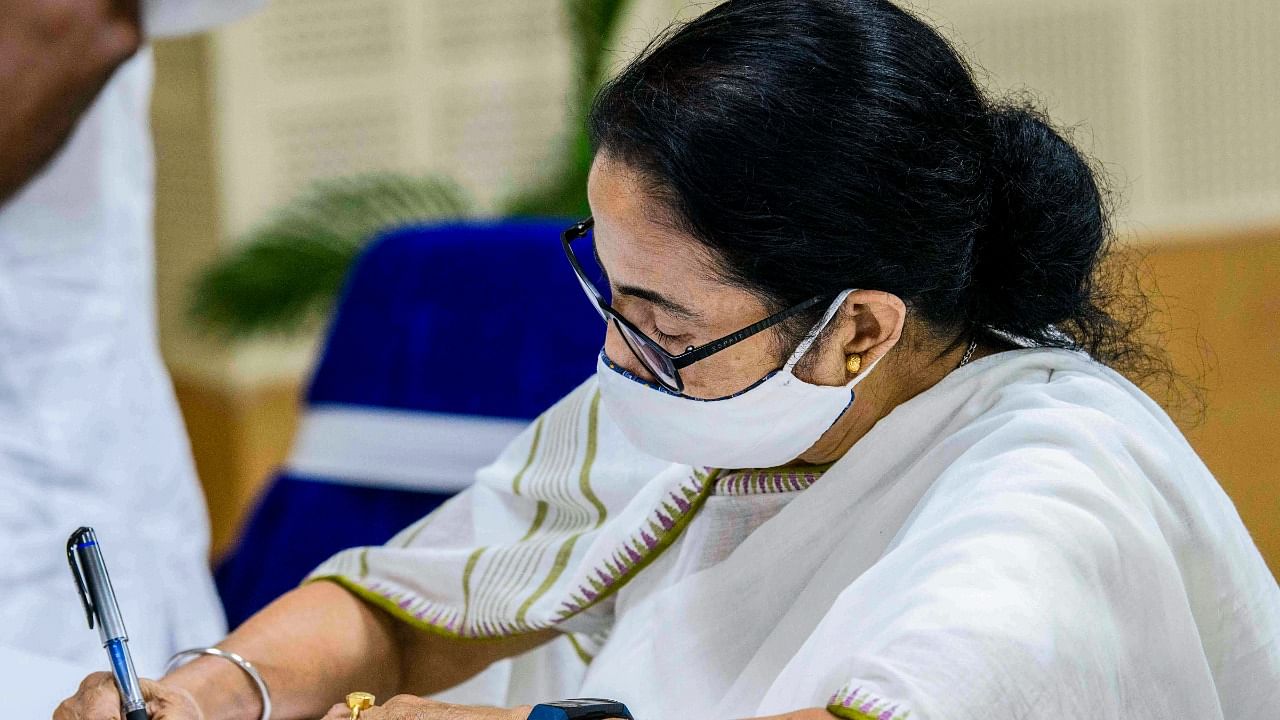 West Bengal Chief Minister Mamata Banerjee while filing her nomination papers for the bypolls to the Bhabanipur Assembly seat, in Kolkata. Credit: PTI Photo