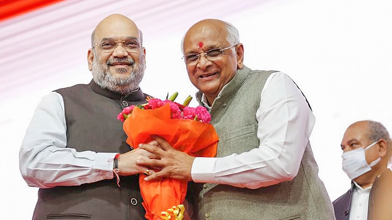 Union Home Minister Amit Shah with newly appointed Gujarat CM Bhupendra Patel. Credit: PTI Photo