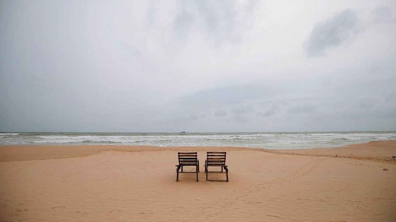 Empty chairs at the beach in Sri Lanka, as Covid impacted tourism. Credit: Reuters Photo