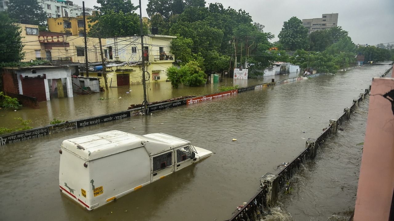 Waterlogging in Lucknow. Credit: PTI Photo