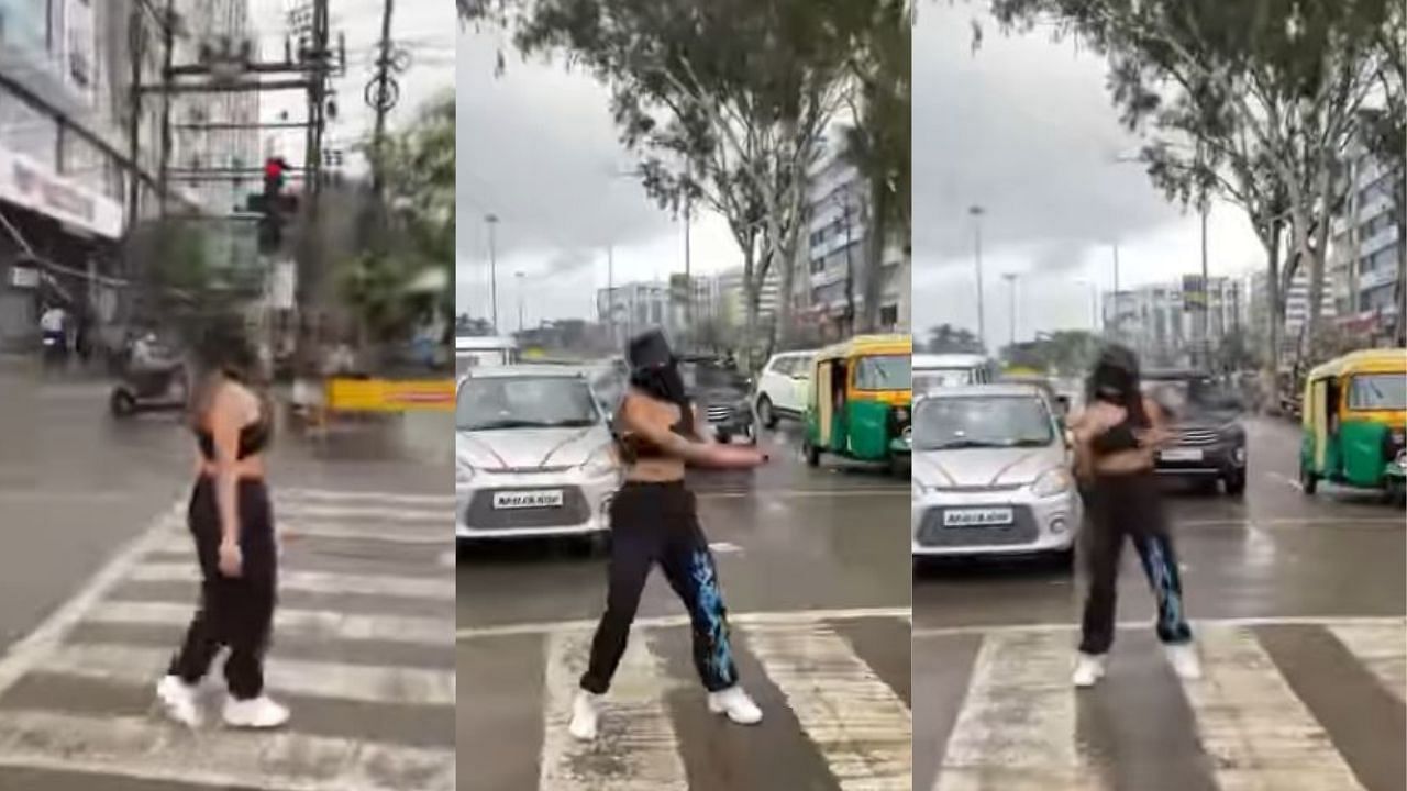 The 30-second-long video shows that the woman, dressed in black and also wearing a mask and a cap of that colour. Credit: Instagram Photo/@shreyakalraa