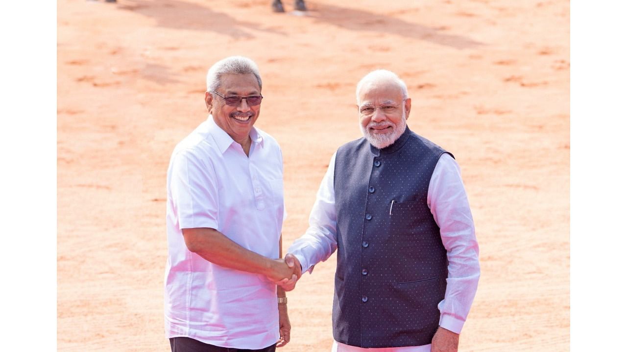 Sri Lanka President Gotabaya Rajapaksa and Prime Minister Narendra Modi. Credit: Twitter/@GotabayaR