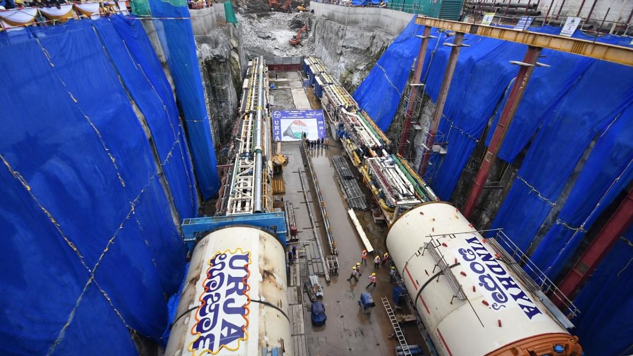 Tunnel boring machine Urja digs through Bengaluru Cantonment and Shivajinagar, Bengaluru, in July 2020. Credit: DH PHOTO/PUSHKAR V