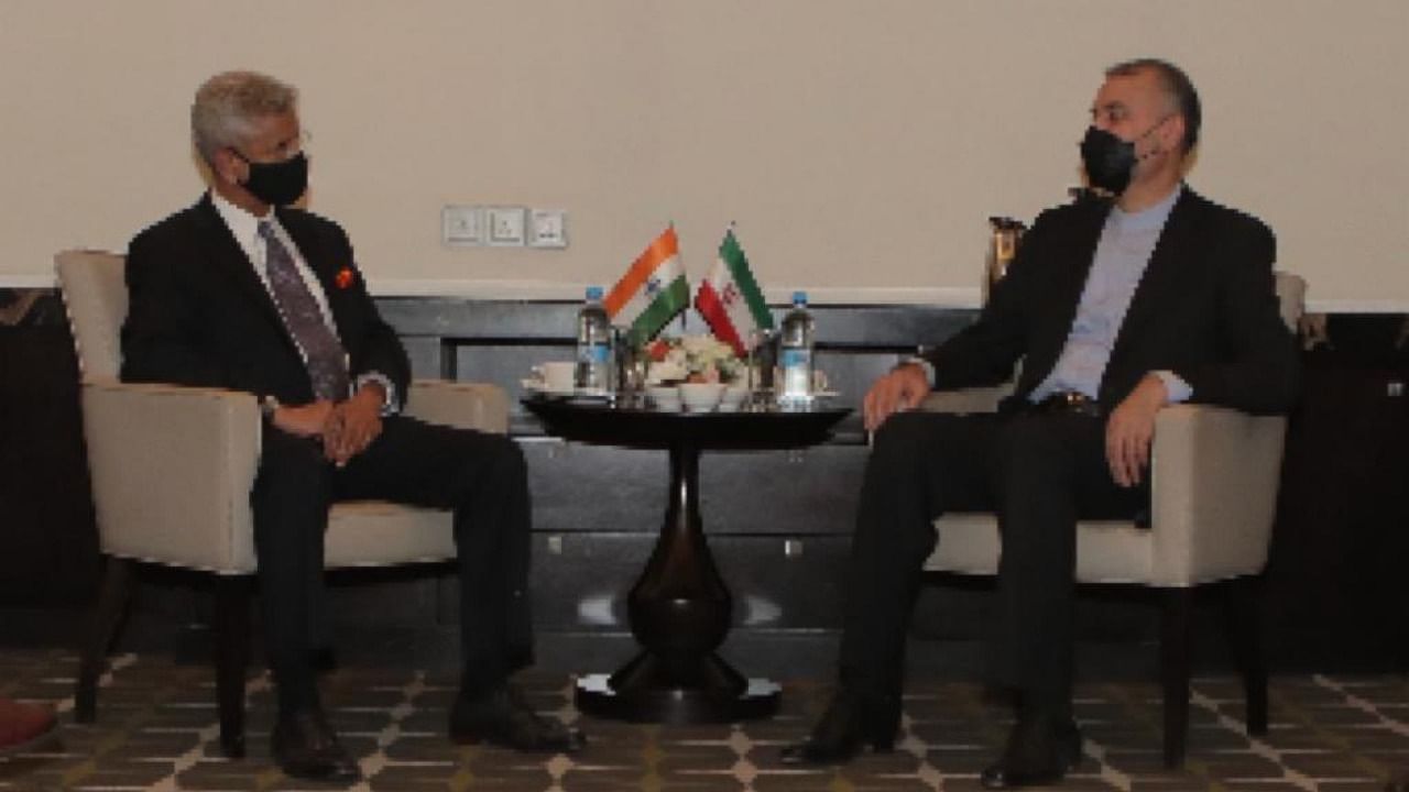 EAM S Jaishankar and Iranian Foreign Minister Hossein Amir Abdollahian. Credit: Twitter/@DrSJaishankar