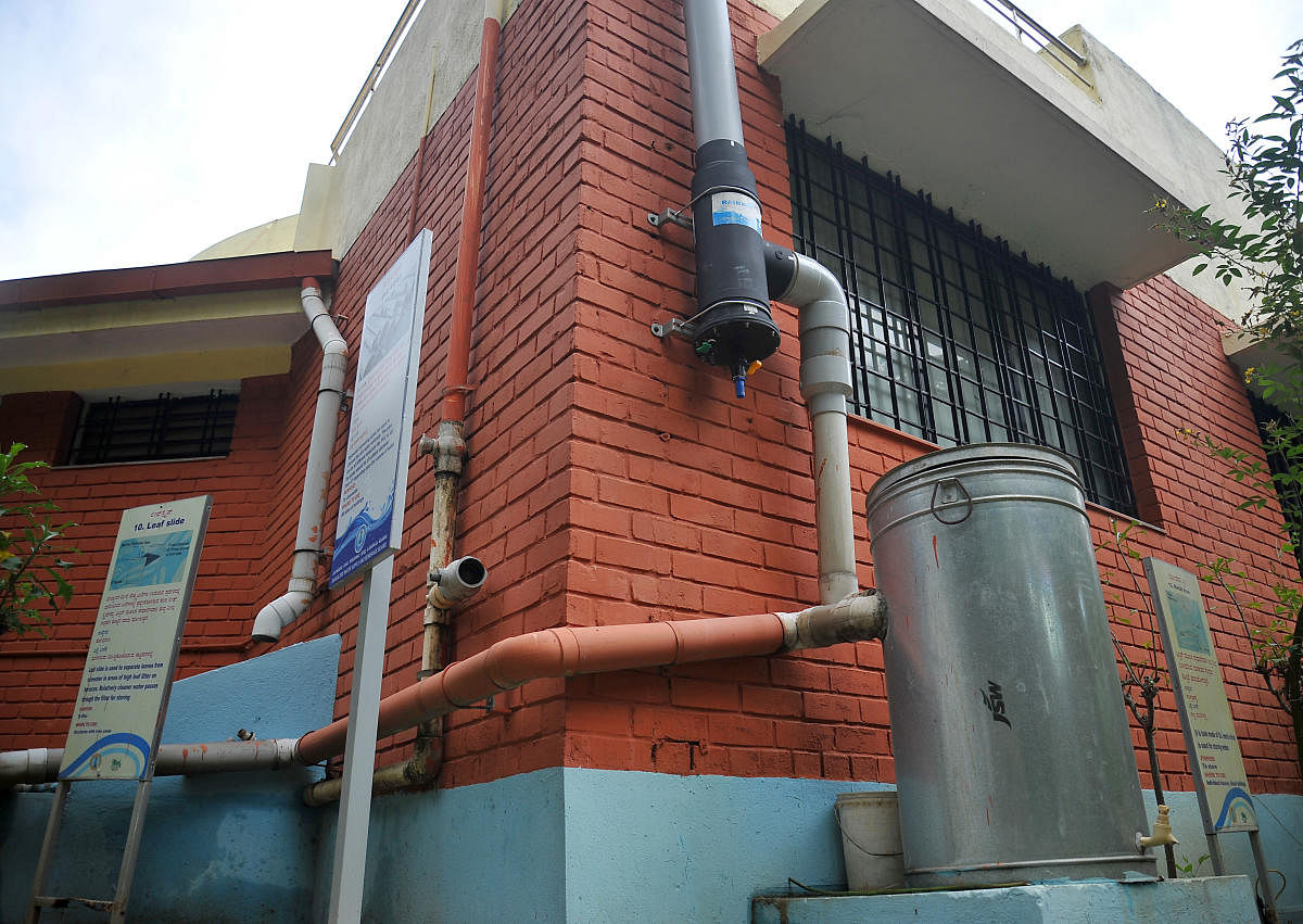 A rainwater harvesting system installed at a park in Jayanagar, Bengaluru. Credit: DH File Photo