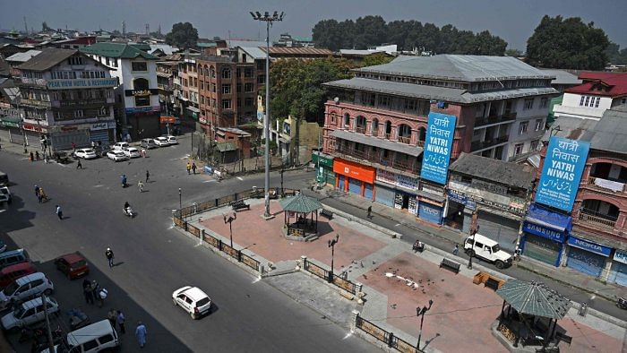 A general view of the Lal Chowk area is pictured in Srinagar. Credit: AFP File Photo