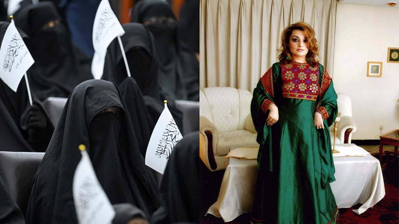 Dr Bahar Jalali (R) began an online campaign to protest the Taliban's clothing mandate for women. Credit: AFP, Twitter Photos