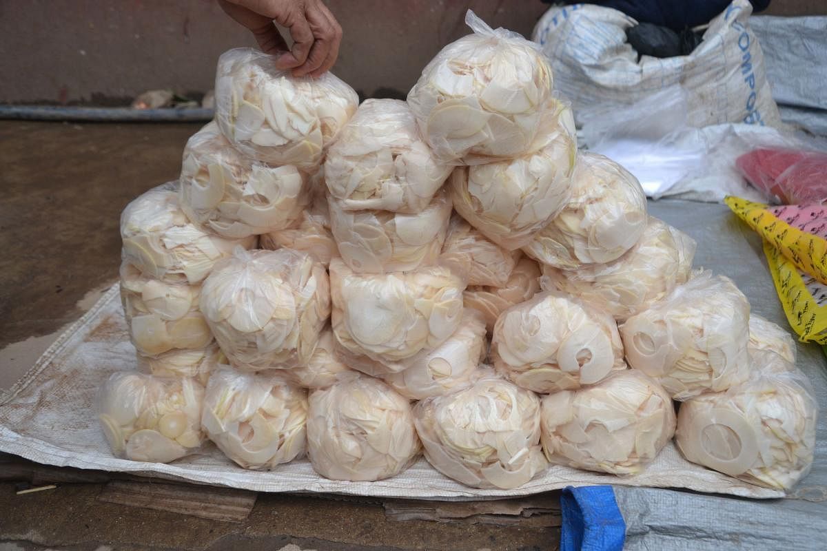 Processed bamboo shoots being sold in Kodagu. Photos by Arjun Bopanna, Niveditha Harish and Nisha Poovaiah