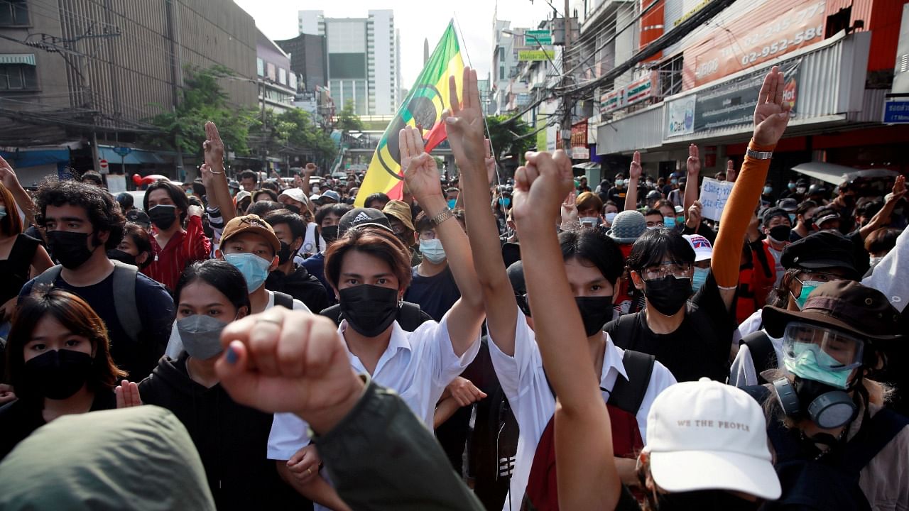 Protest against the government's handling of the Covid-19 pandemic in Bangkok. Credit: Reuters Photo