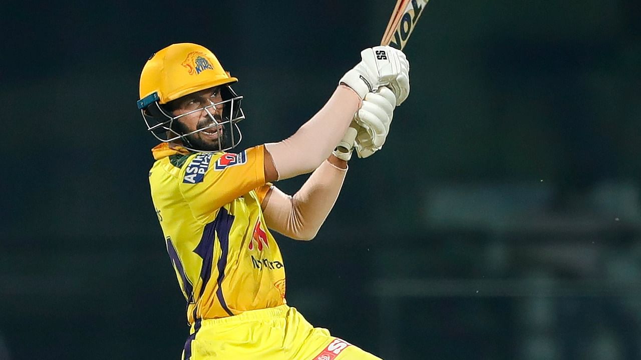 The 24-year-old Gaikwad scored an unbeaten 88 off 58 deliveries to guide CSK to a fighting 156/6 from 24/4.. Credit: PTI File Photo