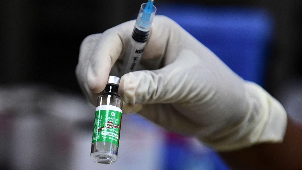 A vial of the Covishield vaccine. Credit: AFP Photo