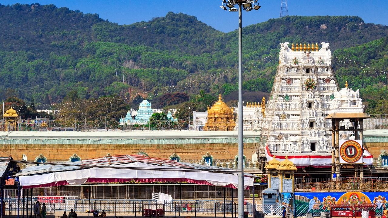 A view of the famous Lord Venkateshwara Swamy temple in Tirumala. Credit: iStock Photo