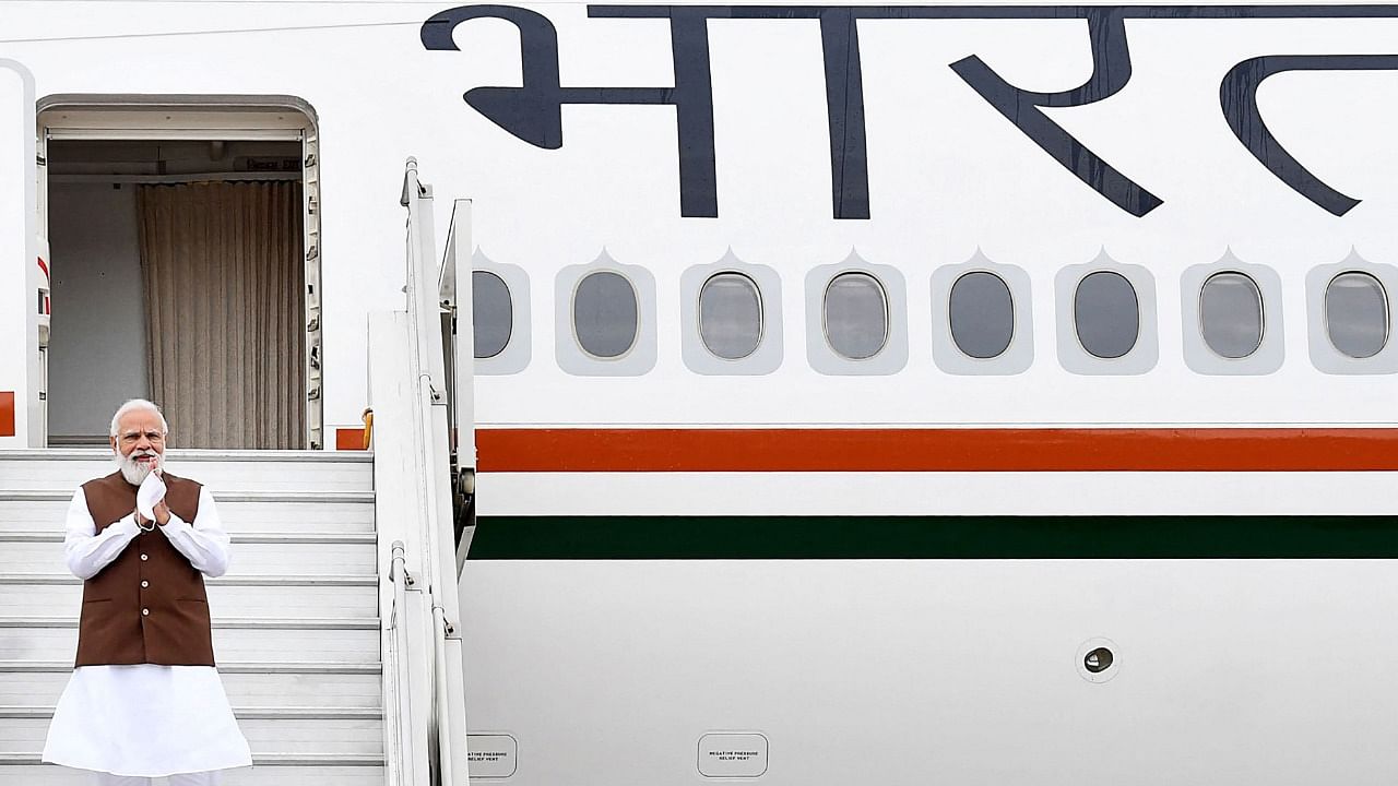 Modi left New Delhi for Washington DC on Wednesday onboard the new Air India One. Credit: AFP Photo