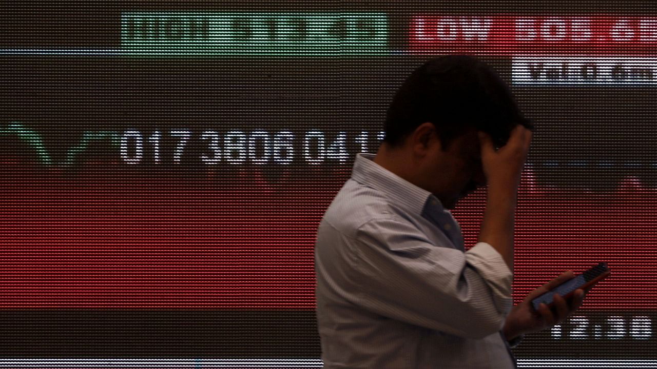 The 30-share BSE index slipped 77.94 points or 0.13 per cent to close at 58,927.33. Credit: Reuters Photo/Representative