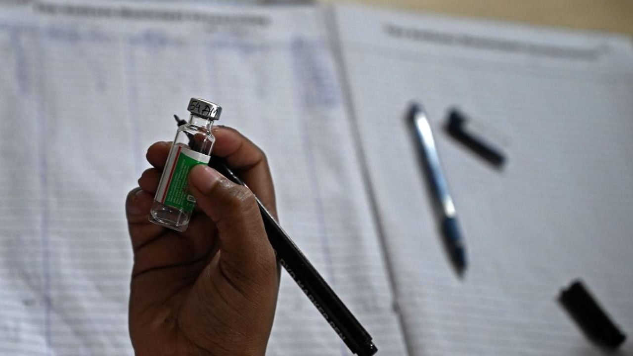 A vial of Covishield Covid-19 vaccine. Credit: AFP Photo