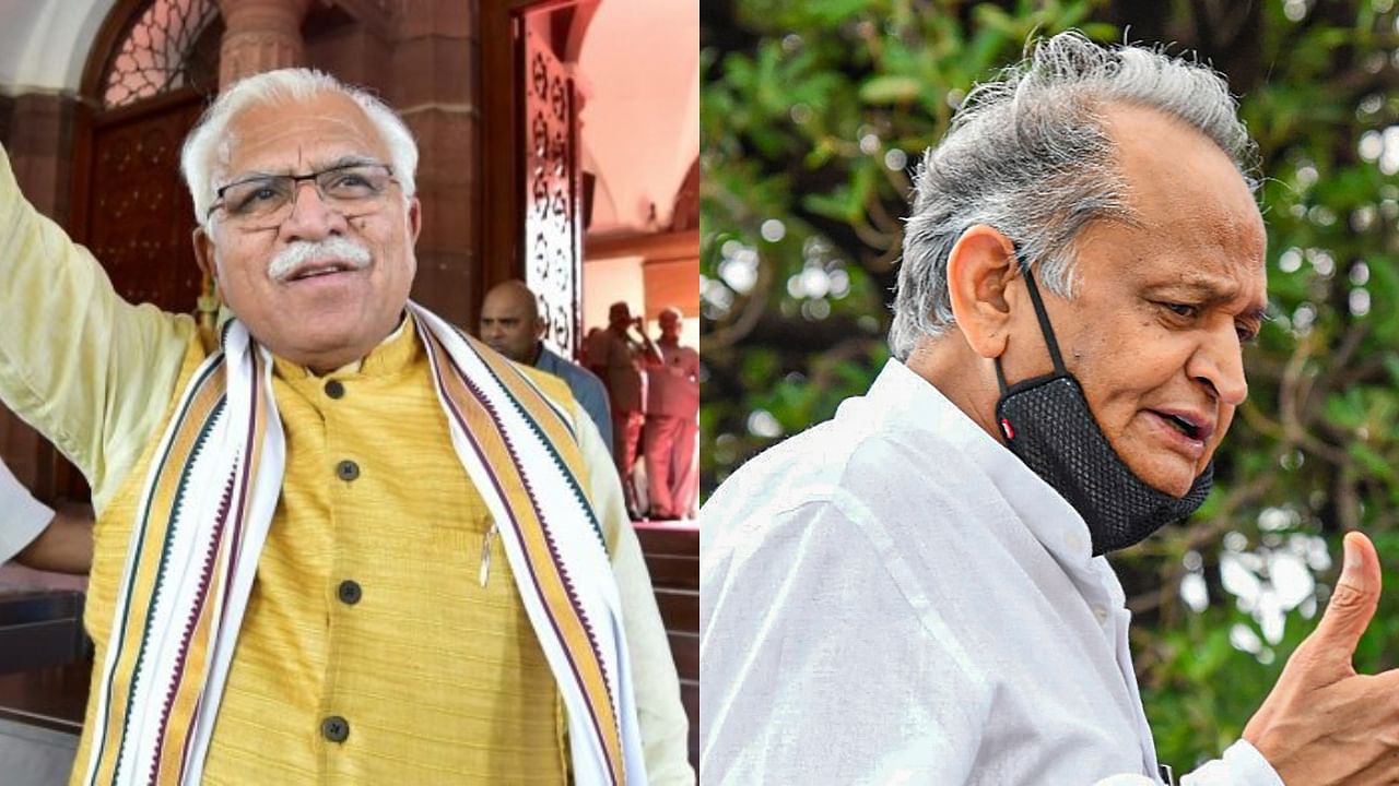 Chief Ministers of Haryana and Rajasthan -- Manohar Lal Khattar and Ashok Gehlot. Credit: PTI Photos