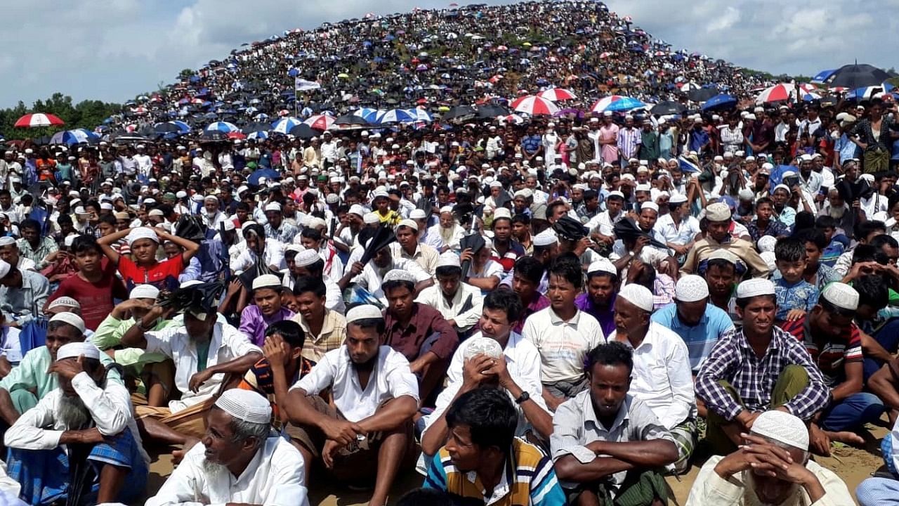 Rohingya refugees gather to mark the second anniversary of the exodus at the Kutupalong camp in Cox’s Bazar, Bangladesh, August 25, 2019. Credit: Reuters File Photo