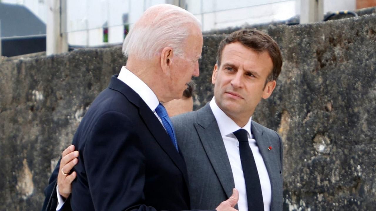 US President Joe Biden and French President Emmanuel Macron. Credit: AFP File photo