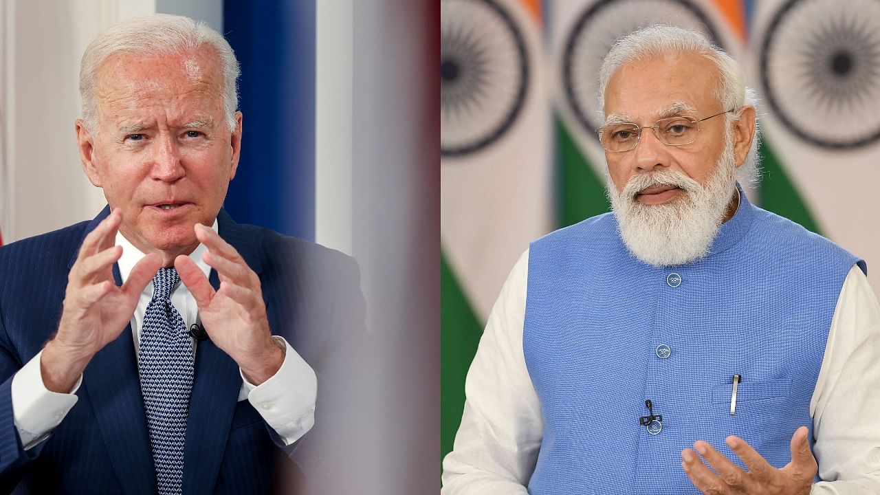 US President Joe Biden (L) and Narendra Modi will meet for their first bilateral talks on Friday. Credit: Reuters, PTI Photos