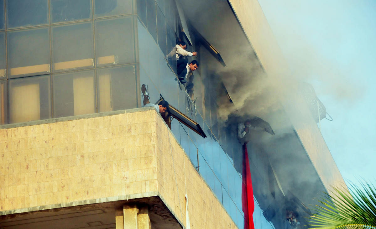 A fire at Carlton Towers on Old Airport Road claimed nine lives and left 70 injured on February 23, 2010. While three people panicked and jumped to death, six others died of burns and asphyxiation. DH file photo
