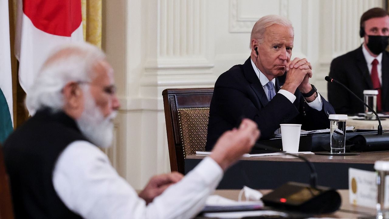 US President Biden hosts 'Quad nations' meeting at the Leaders' Summit of the Quadrilateral Framework at the White House in Washington. Credit: Reuters Photo