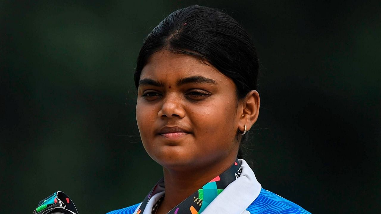 Jyothi Surekha Vennam won silver in the women's compound individual section. Credit: AFP File Photo