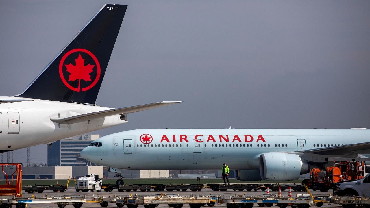  Air Canada planes are parked at Toronto Pearson Airport. Credit: Reuters File Photo