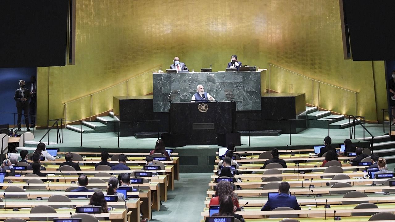 The right to speak on behalf of a country at the UN is an important barometer of its government’s international legitimacy and acceptance. Credit: PTI File Photo