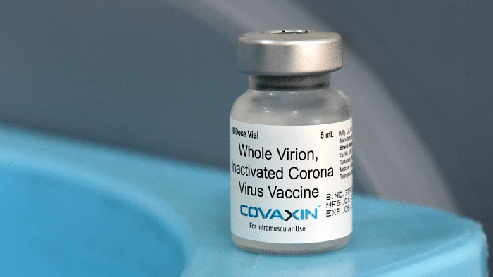 A vial of Bharat Biotech's Covaxin. Credit: AFP File Photo