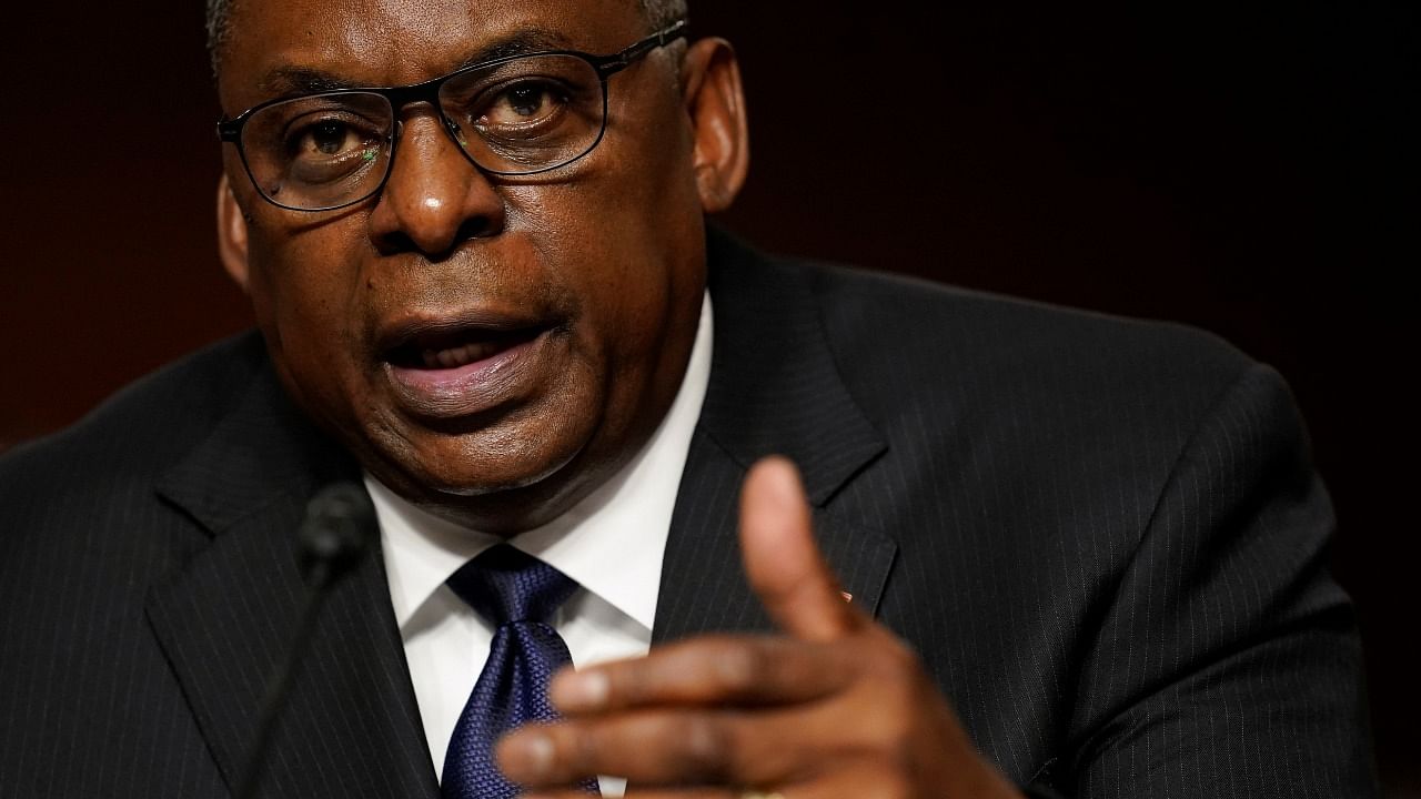 US Defense Secretary Lloyd Austin speaks during a Senate Armed Services Committee hearing on the conclusion of military operations in Afghanistan and plans for future counterterrorism operations, on Capitol Hill in Washington. Credit: Reuters Photo
