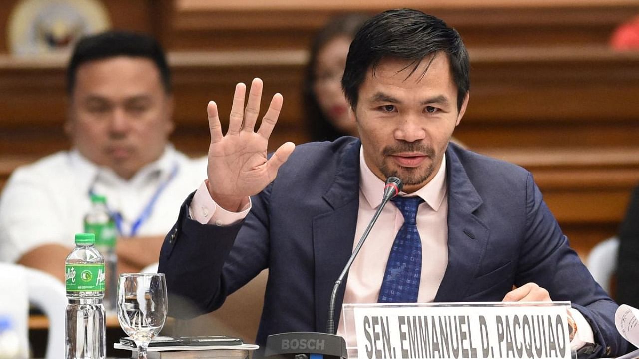 Philippine boxing icon and senator Manny Pacquiao. Credit: AFP File Photo