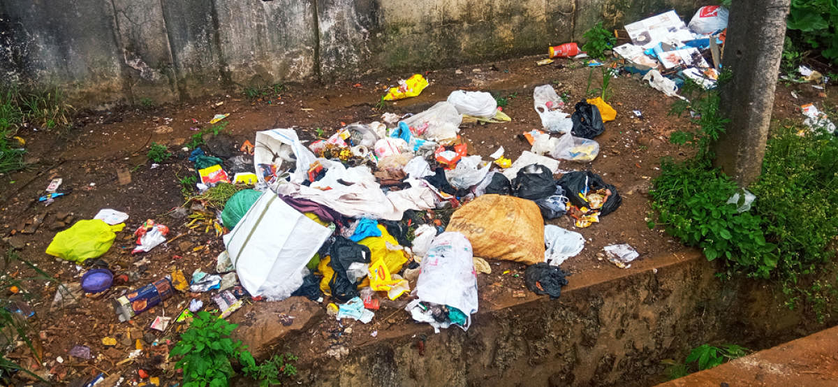 Waste dumped by people on a roadside in Suntikoppa.