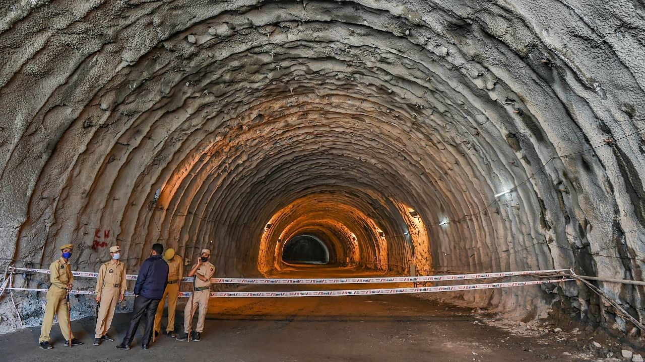The 14.15 km long Zoji La tunnel under construction about 15 kilometres away from here at Baltal would provide all-weather connectivity from Sonamarg to Drass in Ladakh. Credit: PTI Photo