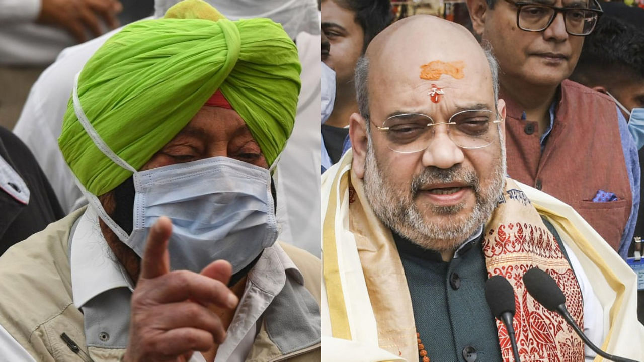Former Punjab CM Amarinder Singh (left) and Union Home Minister Amit Shah. Credit: PTI file photos